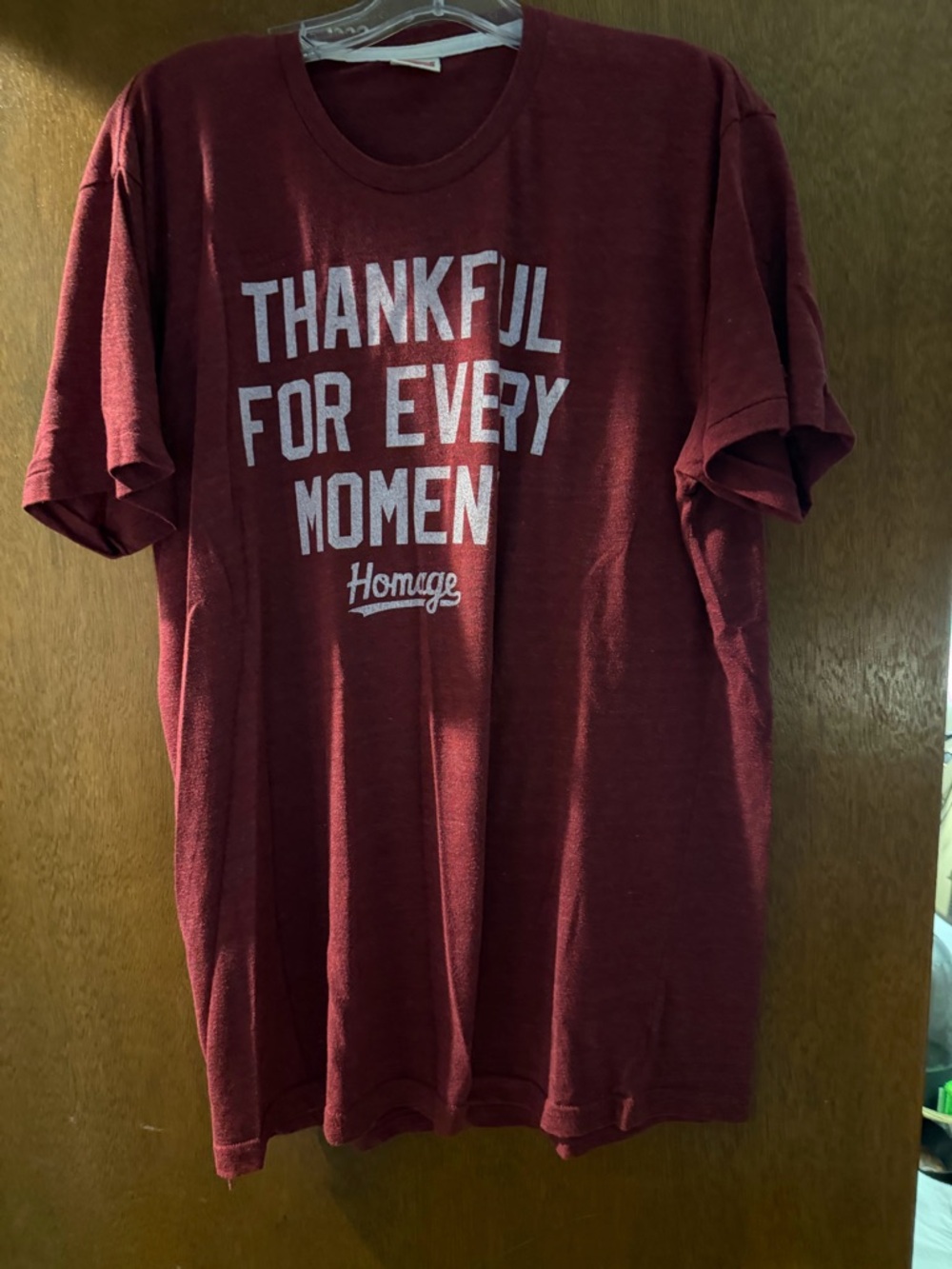 Homage Thankful For Every Moment T Shirt Mens XL Made In USA Red